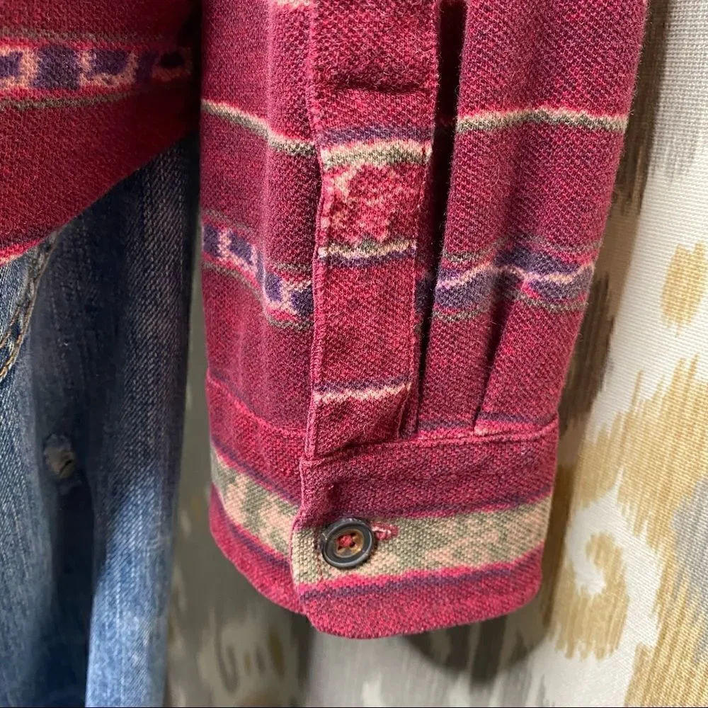 Polo Ralph Lauren Southwest Red Desert Print Cotton Mesh Knit Button Up Shirt